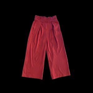 Vera Moda Wine High Waist Wide Leg Pleated Culottes - Size M